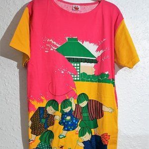 Japanese graphic ladies dress size Large 100% Cotton Unused